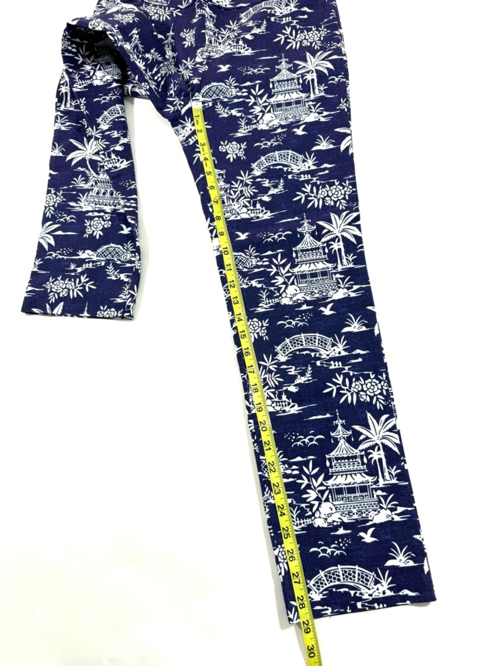 J McLaughlin Masie Pants Blue White Palm Pagoda Print - Picture 8 of 10